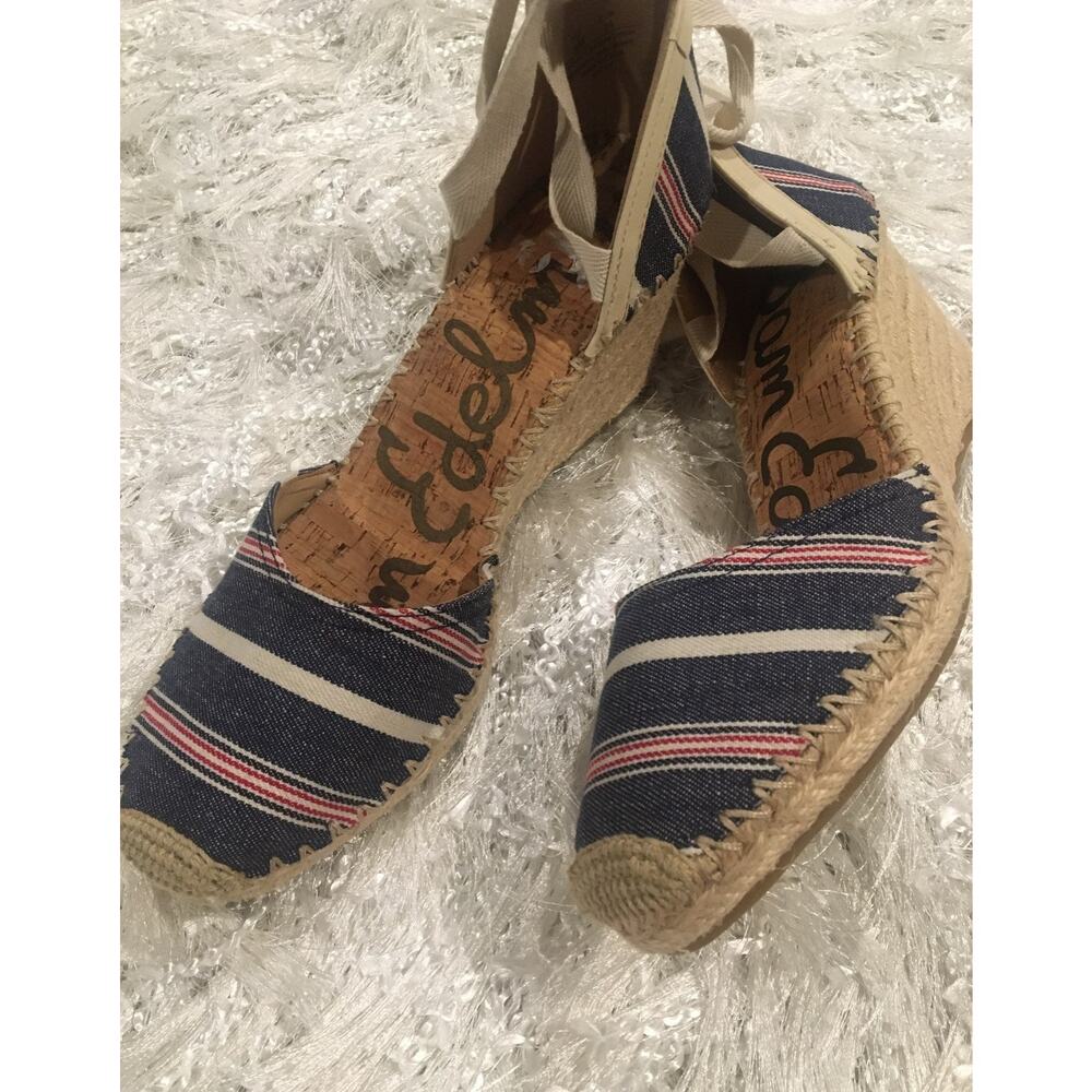 SAM EDELMAN Patsy Striped Wedges 9 - Picture 12 of 12